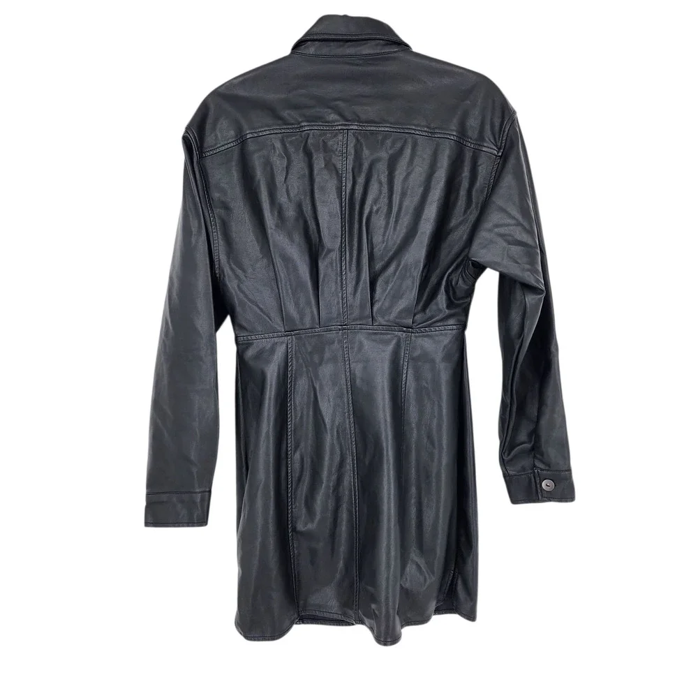 Free People X Amber Black Faux Button Front Long Sleeve Mini Dress Size 2 NEW
